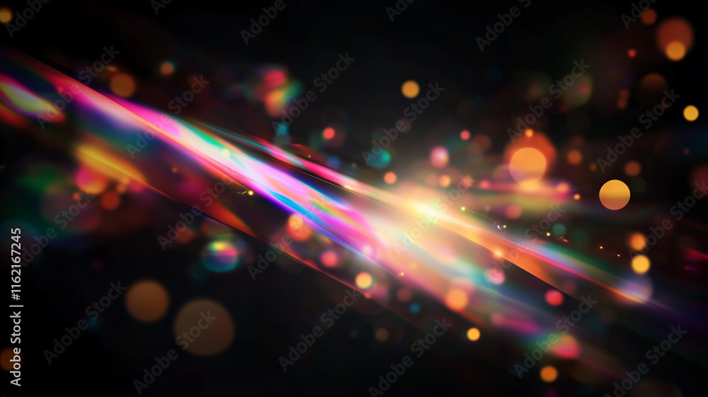 Poster vibrant holographic abstract background with colorful lights, bokeh, and lens flare. perfect for fut