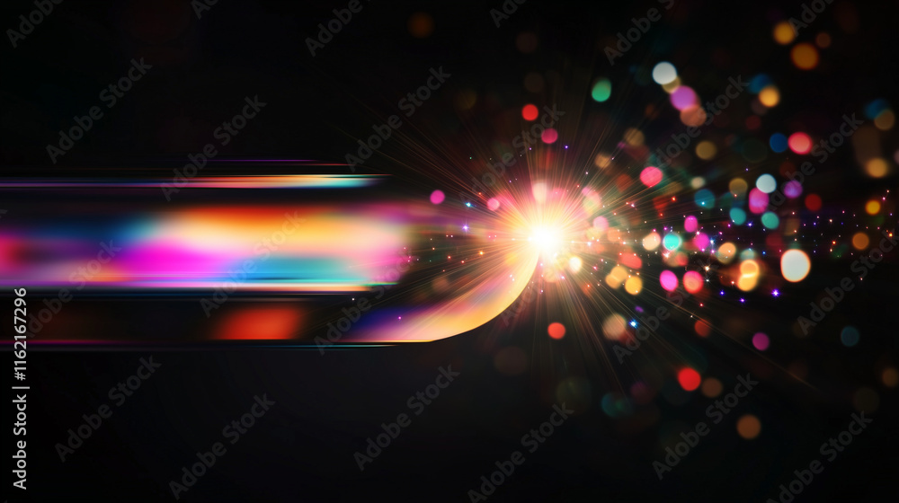 Poster vibrant holographic abstract background with colorful lights, bokeh, and lens flare. perfect for fut