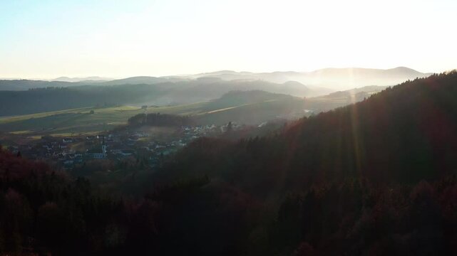 the landscape of the german sauerland in the evening from above 4k 25fps video