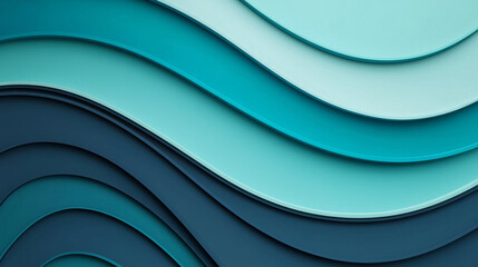 Fototapeta premium Dynamic layered waves in shades of teal and blue create modern background