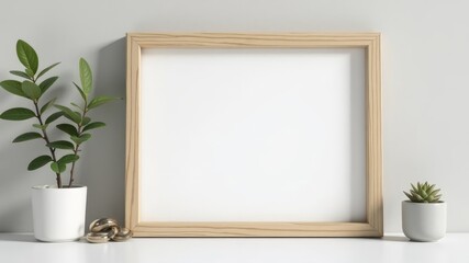 Aesthetic white sheet for text with a wooden frame,