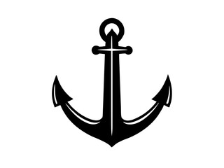 anchor black silhouette vector, Simple silhouette Design vector icon with white background	