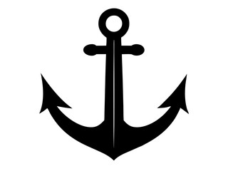 anchor black silhouette vector, Simple silhouette Design vector icon with white background	