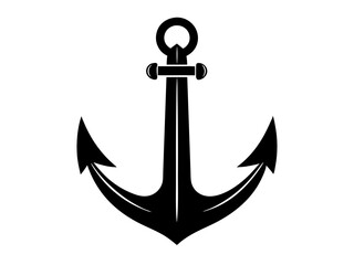 anchor black silhouette vector, Simple silhouette Design vector icon with white background  © Arnob