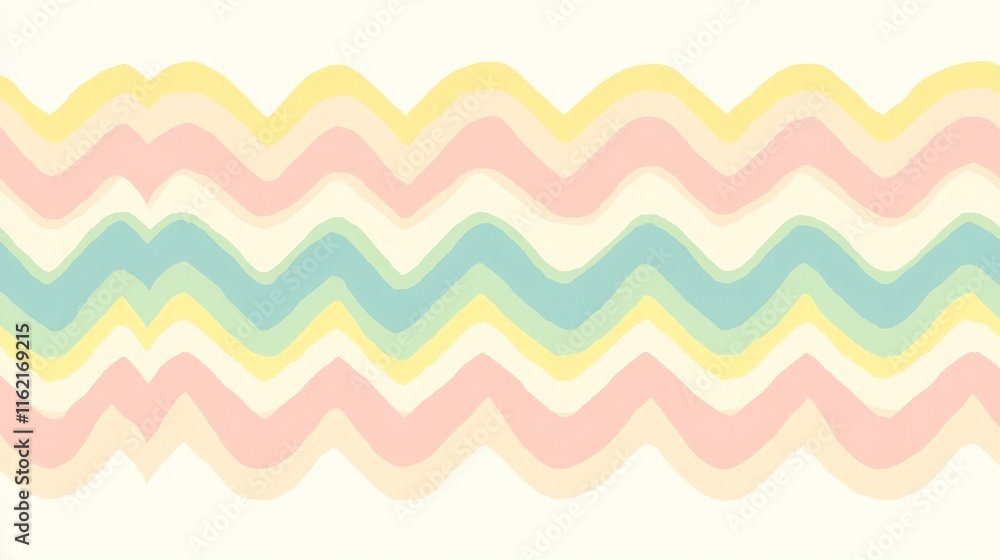 Poster pastel wave pattern background design seamless zigzag