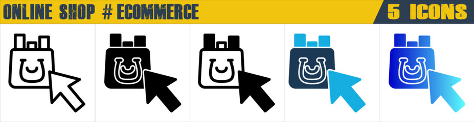 Online Shop icon with 5 styles (outline, solid, mixed, duotone and solid gradient)
