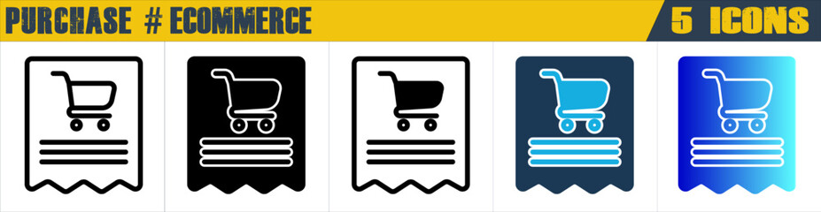 Purchase order icon with 5 styles (outline, solid, mixed, duotone and solid gradient)