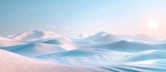 vast expanse of white sand dunes under a clear blue sky.