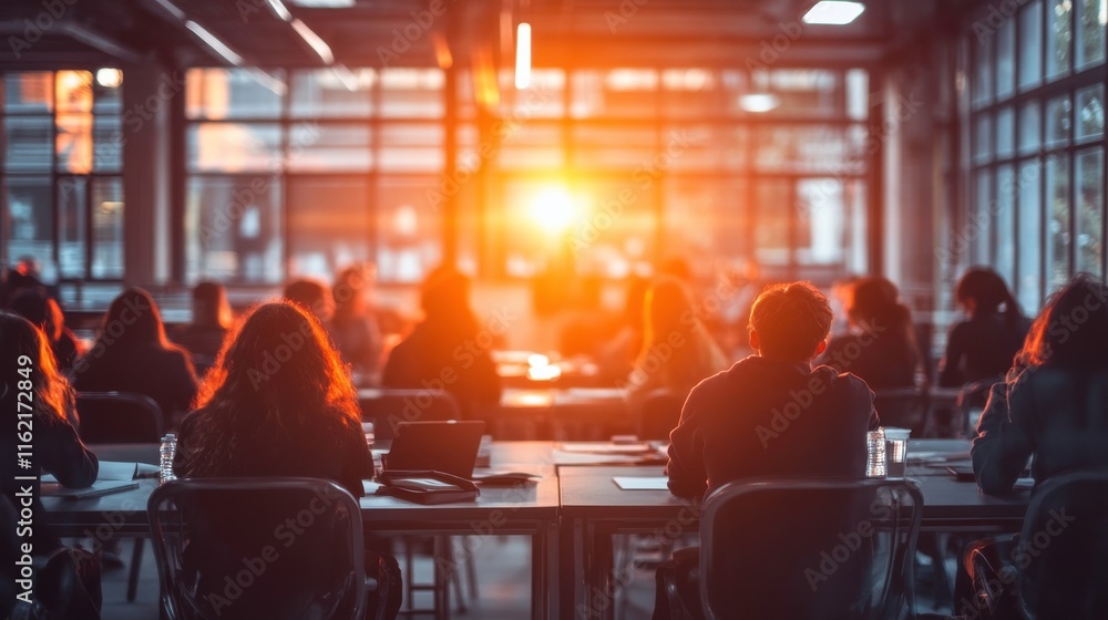 Poster student-centered workshop setting with bright light