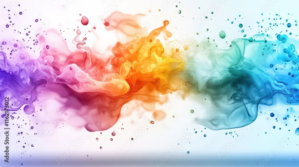 Poster Vibrant watercolor splashes creating a dynamic pattern.