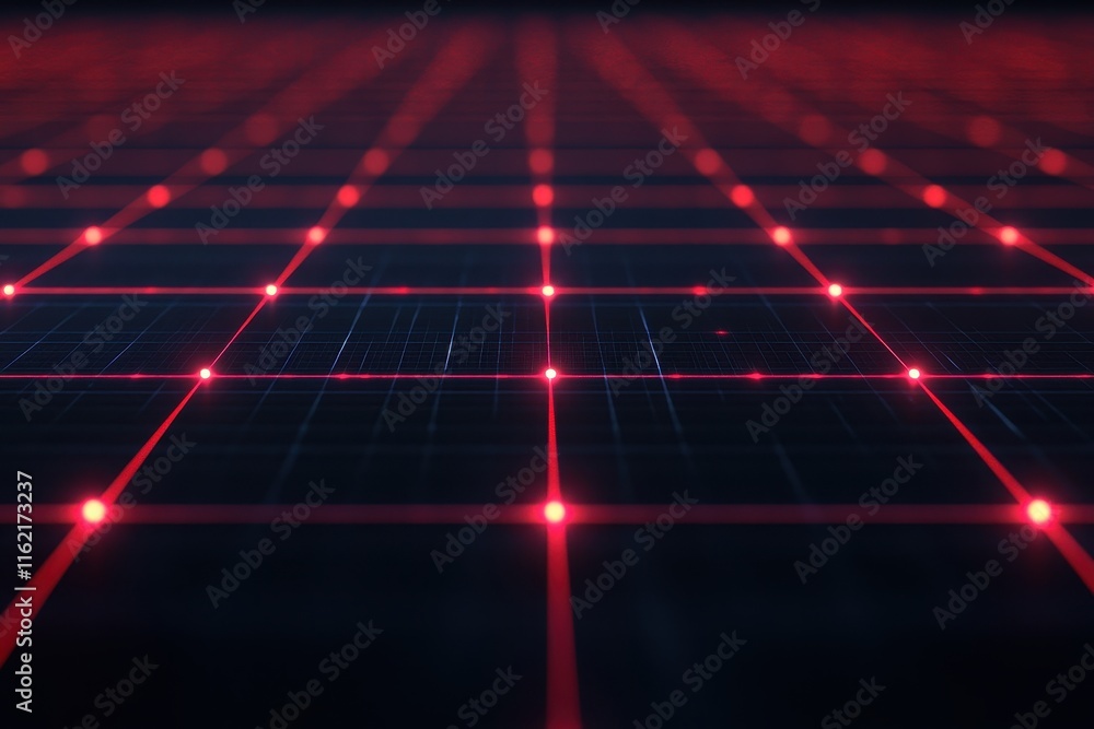 Poster abstract red grid network digital background.