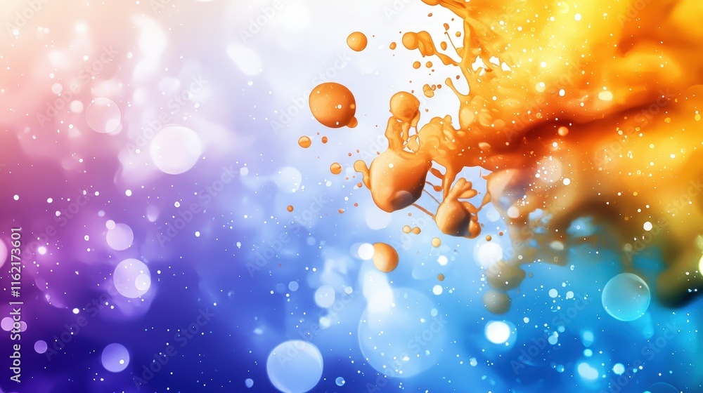 Poster vibrant watercolor splashes creating a dynamic pattern.