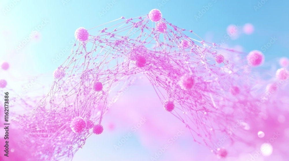 Poster pink network abstract cellular structure visualization