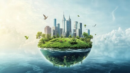 sustainable technology for environmental protection and sustainable development ecofriendly solutions illustration