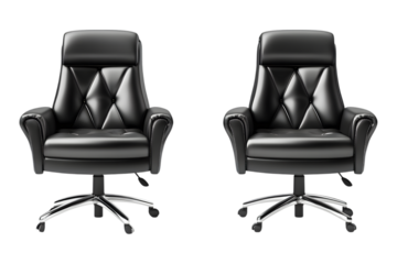 set of chairs on a black isolated on transparent background, cut out