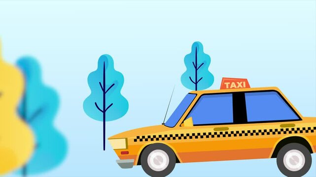 A Woman Ordering Taxi by Phone 2D Motion Graphics Animation