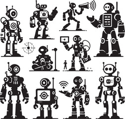 Robot Sets Vector Illustration