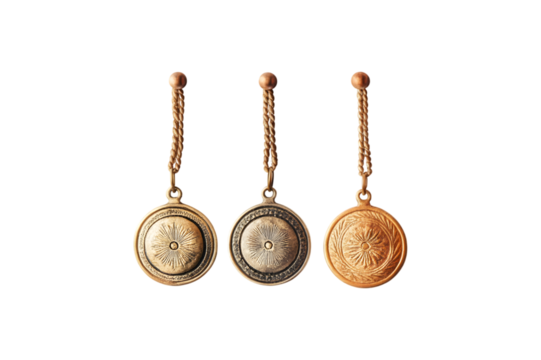 setof Row of medals isolated on transparent background, cut out