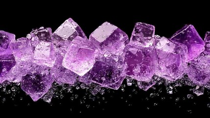 Fototapeta premium Purple Crystal Ice Cubes on Black Background
