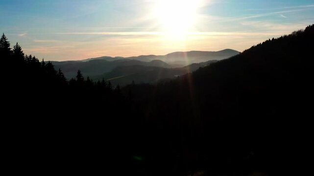 the landscape of the german sauerland in the evening from above 4k 25fps video