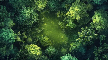 Obraz premium Green Forest Canopy: Aerial Top View Promoting Carbon Neutrality and Environmental Conservation