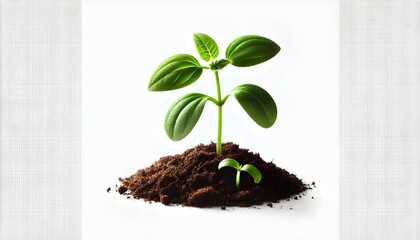 young seedling plant growing from soil isolated on white or transparent png