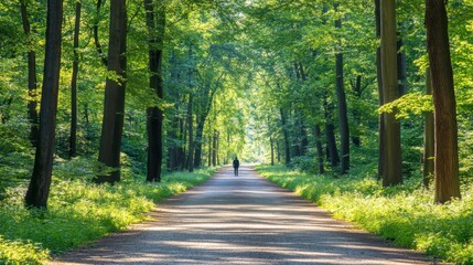 Fototapeta premium Serene Pathway Through Lush Tree Landscape