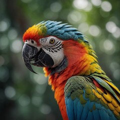 Fototapeta premium Highlight the vivid colors of a parrot or macaw in natural light.