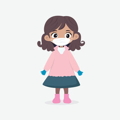 Fototapeta premium Girl Wearing Mask for Safety