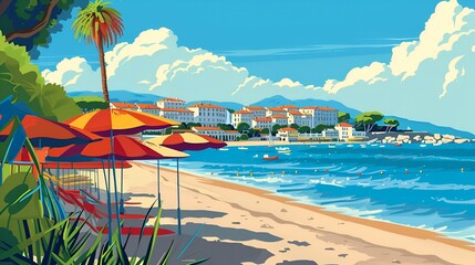 illustration of Cannes, France poster