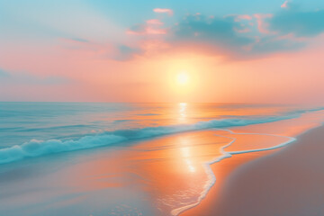 夕日が沈む浜辺