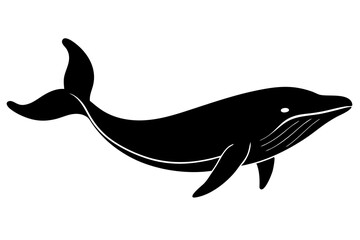 whale black silhouette vector, Simple silhouette Design vector icon with white background, dolphin Jumping, Sea fish 