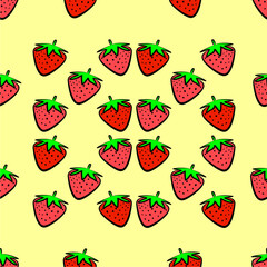 Sweet Strawberry Delight, A Vibrant Hand-Drawn Pattern