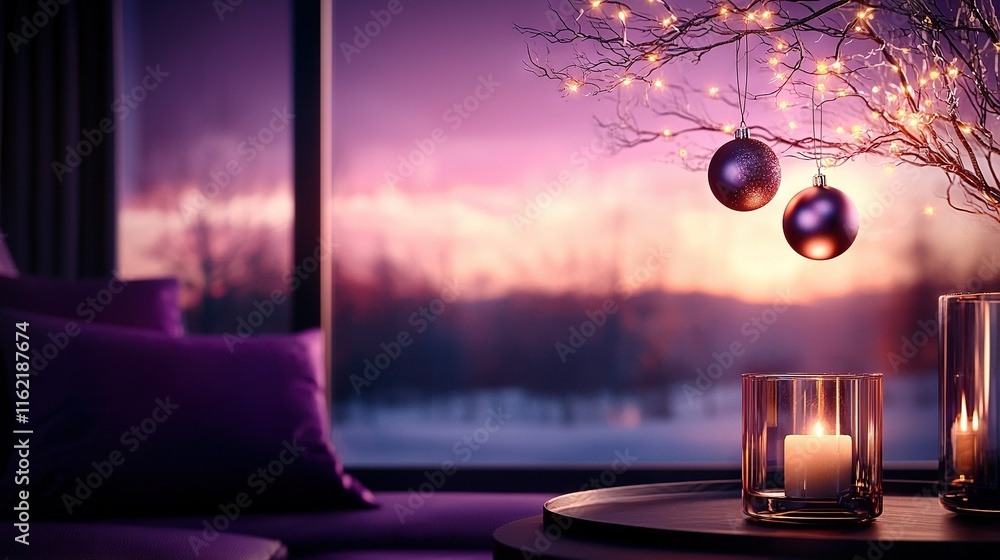 Canvas Prints a few candles rest on a table near a vase with flowers and a lit candle