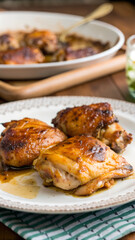 Oven-baked chicken thighs with golden crispy skin