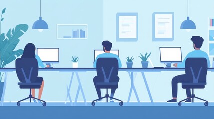 Modern Workspace with Team Collaboration and Natural Lighting