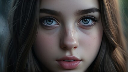 Obraz premium close up view of young teenage girl looking at camera