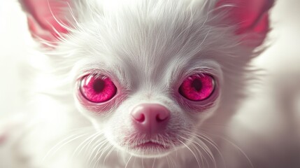 Obraz premium Adorable Albino Chihuahua with Bright Pink Eyes