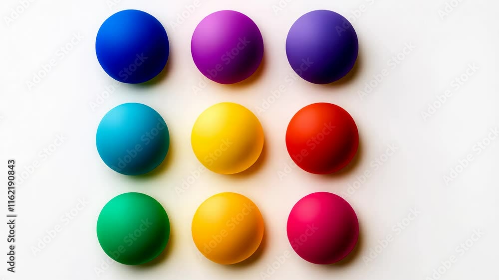 Aufkleber row of colorful balls arranged in a square pattern. the colors are bright and vibrant, creating a ch