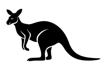 Kangaroo black silhouette vector, Simple silhouette Design vector icon with white background. 