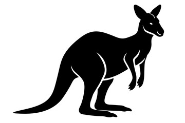 Kangaroo black silhouette vector, Simple silhouette Design vector icon with white background. 