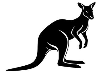 Kangaroo black silhouette vector, Simple silhouette Design vector icon with white background. 