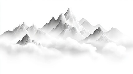 Serene Mountain Peaks Enveloped in Misty Cloudscape