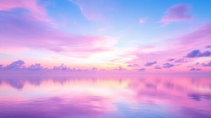 Fototapeta premium Serene Pastel Sunset Over Calm Ocean Waters
