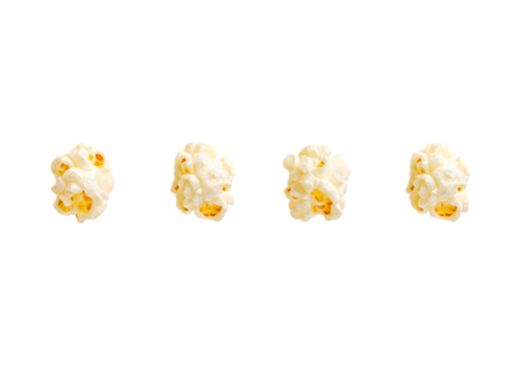 Four Pieces of Popcorn Isolated On A White Background, PNG Transparent