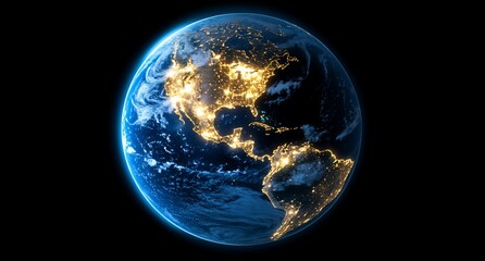 Image of A view of Earth at night, showcasing illuminated cities and landscapes. printed on Printed Glass Basin Splashbacks
