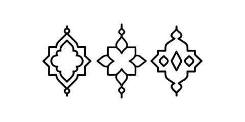 Fototapeta premium Elegant Islamic Geometric Design Elements. geometric icon symbol set for pattern, logo, decoration vector outline style. Suitable for Islamic Theme and Other Graphic Related Assets.