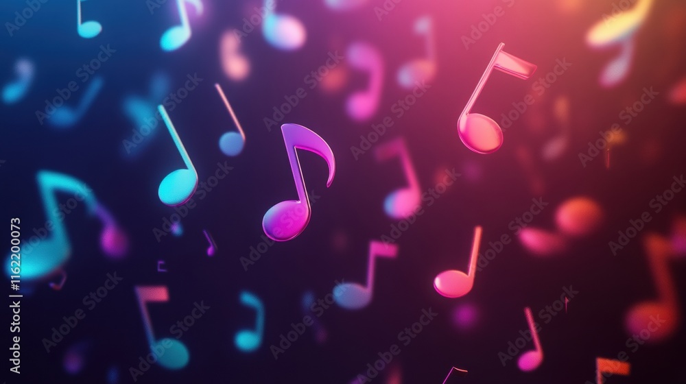 Leinwandbilder colorful 3d music notes floating against a vibrant background creating a festive atmosphere in a dig