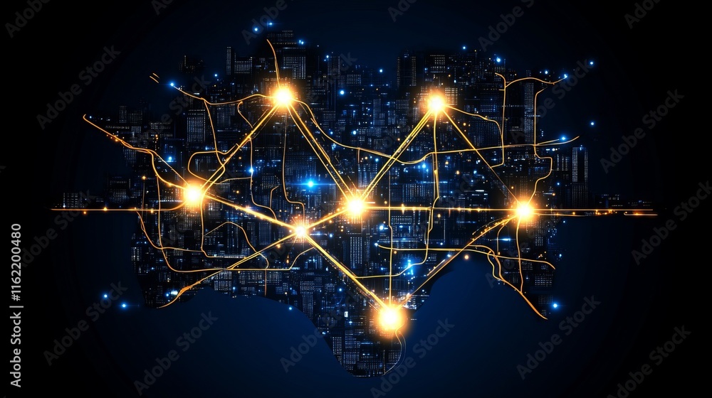 Poster smart city network data flow and connectivity map
