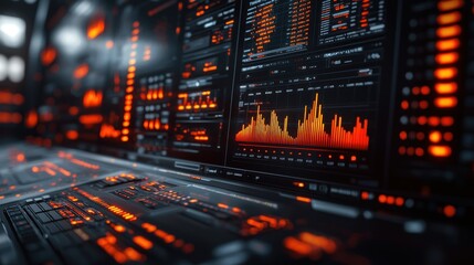 Obraz premium Futuristic interface displaying data and analytics.
